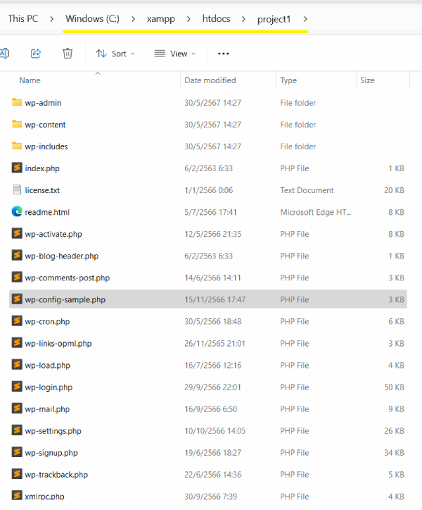 นำ WordPress Zip File ไปใส่ใน htdocs