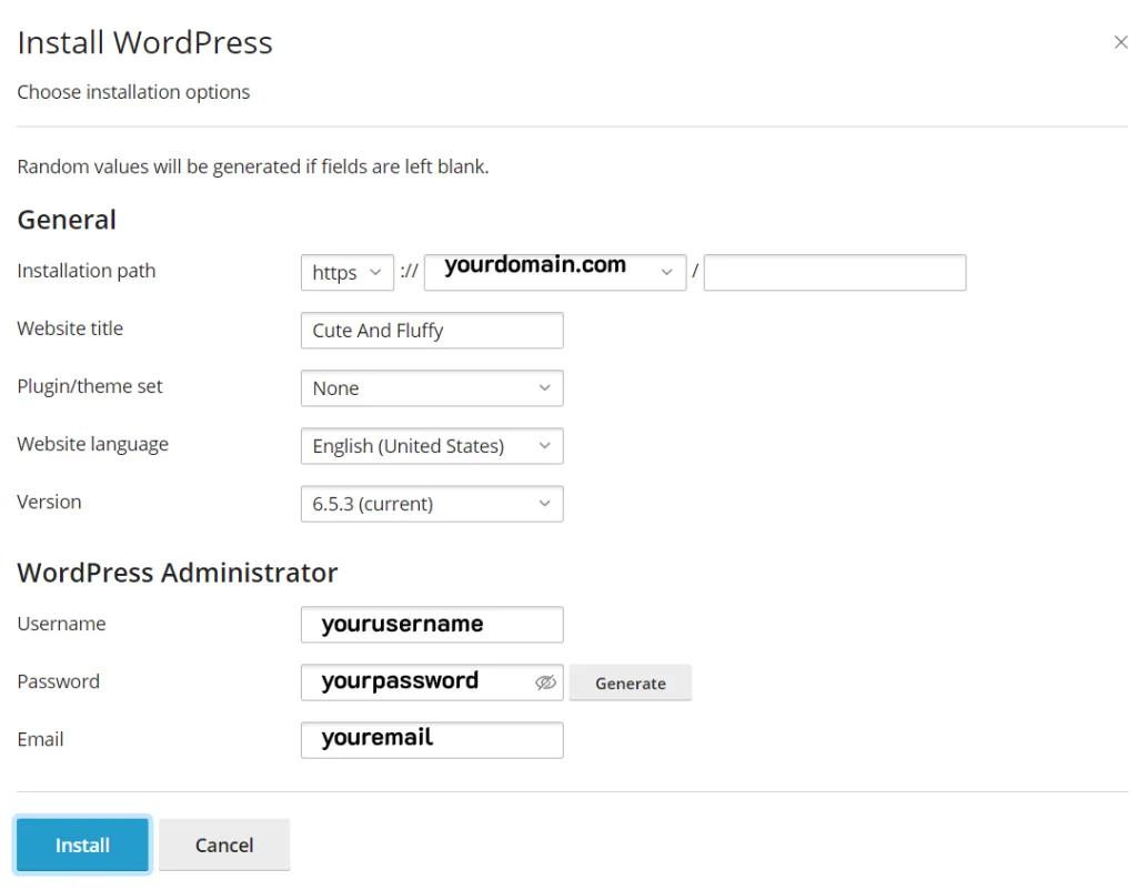 การตั้งค่าติดตั้ง WordPress บน Plesk
